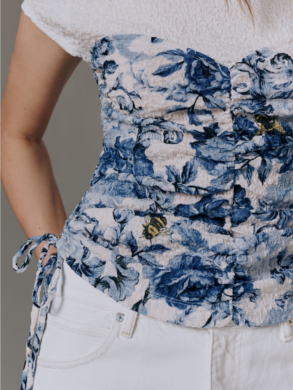Maeve Ruched Corset Short-Sleeve Top - Picture 3 of 4